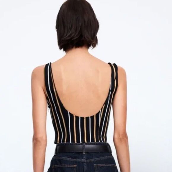 NWT LIONESS Odette Onyx Stripe Top Sz XS - Picture 2 of 15